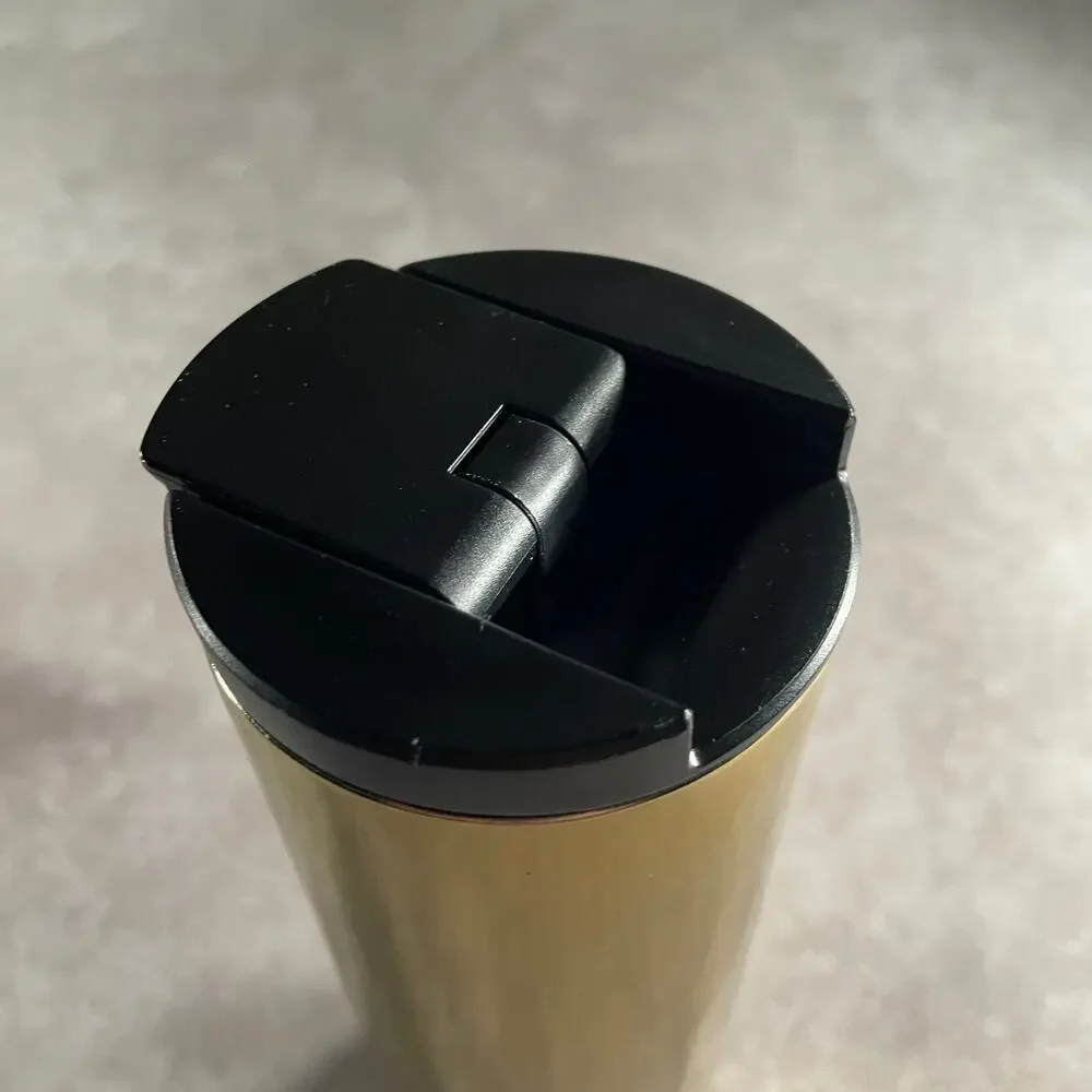 Starbucks Gold Stainless Steel Travel Tumbler Coffee Gold Rush Chrome Flip Lid